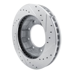 Chevrolet V30 Brake Rotor (1) - Front Left - R1 Concepts - Drilled & Slotted - Silver - `77-`00